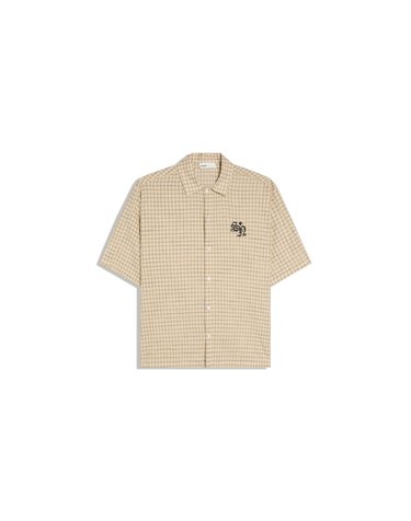 버쉬카 체크 패턴 자수 반팔 셔츠 3109/557 BEIGE