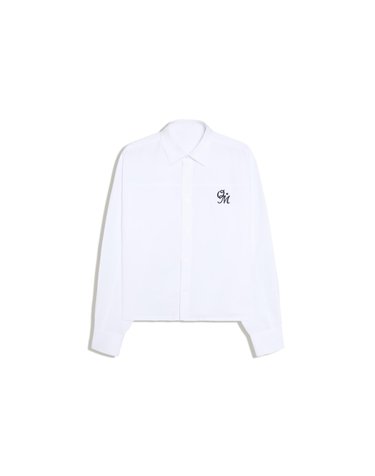 버쉬카 로고 자수 크롭 긴팔 셔츠 3074/054 WHITE