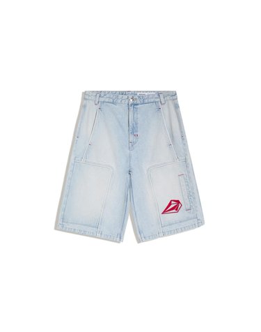 버쉬카 워시드 그래픽 자수 데님 반바지 2870/352 LIGHT BLUE