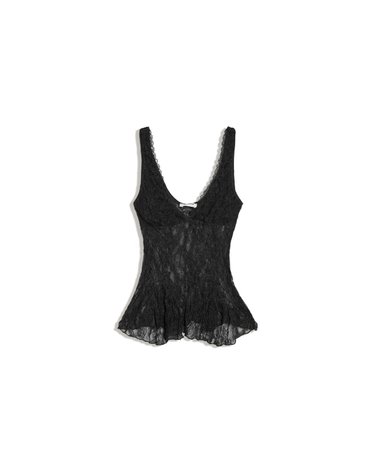 버쉬카 레이스 브이넥 페플럼 캐미솔 3328/360 BLACK
