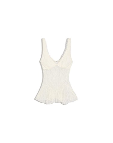 버쉬카 레이스 브이넥 민소매 페플럼 탑 3328/360 CREAM