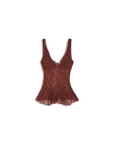 버쉬카 레이스 브이넥 민소매 캐미솔 3328/360 BROWN