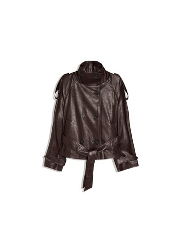 버쉬카 레더 이펙트 숏 트렌치 자켓 0091/718 BROWN