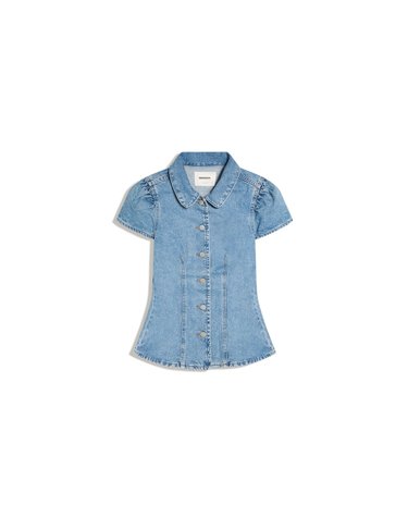 버쉬카 벌룬 슬리브 데님 반팔 탑 2504/220 LIGHT BLUE