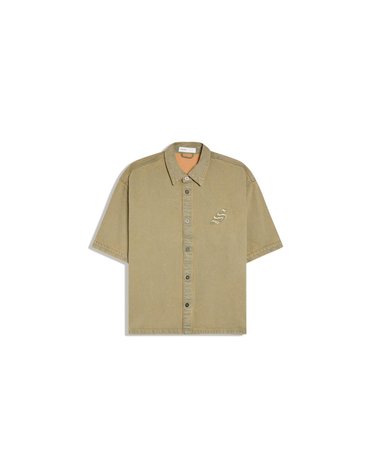 버쉬카 릴리프 텍스처 박시핏 반팔 셔츠 2913/335 KHAKI