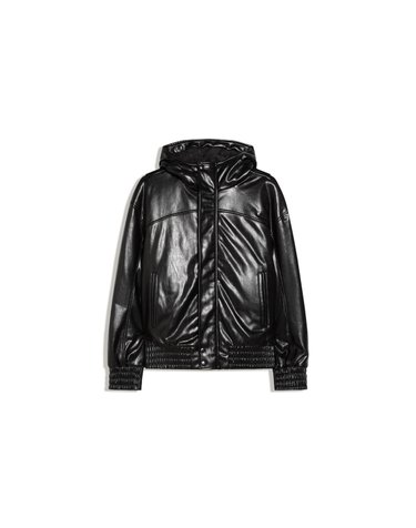 버쉬카 레더 이펙트 후드 집업 자켓 2158/273 BLACK