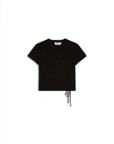 버쉬카 크롭 라운드넥 반팔 니트 스웨터 2449/693 BLACK