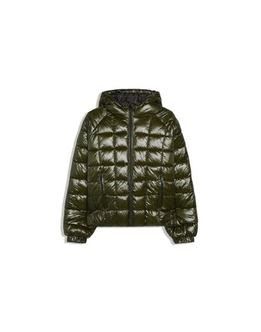 버쉬카 후드 그리드 숏 패딩 자켓 2163/551 KHAKI