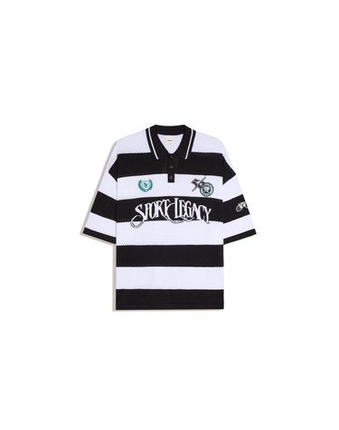 버쉬카 스트라이프 메쉬 반팔 폴로 셔츠 2558/623 WHITE / BLACK
