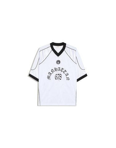 버쉬카 메쉬 그래픽 브이넥 반팔 티셔츠 2684/727 WHITE