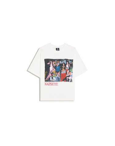 버쉬카 캣츠아이 그래픽 오버핏 반팔 티셔츠 3281/160 OFF WHITE