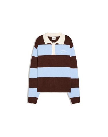 버쉬카 스트라이프 폴로 칼라 니트 스웨터 3113/596 BROWN