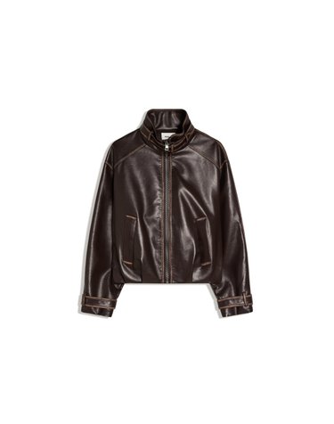 버쉬카 퍼넬넥 레더 이펙트 자켓 2477/741 BROWN