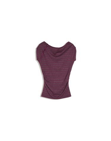 버쉬카 드레이프넥 반팔 버튼 스웨터 2900/693 BURGUNDY
