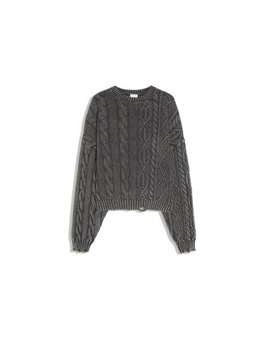 버쉬카 워시드 이펙트 케이블 니트 스웨터 3076/376 DARK GREY