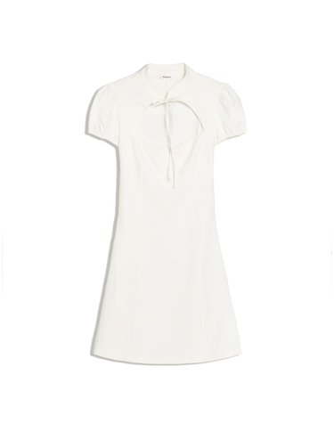 버쉬카 슬릿 넥라인 리본 미니 원피스 4144/692 OFF WHITE