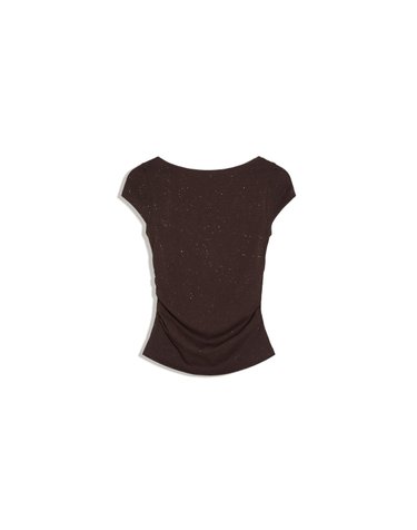 버쉬카 보트넥 매듭 백 반팔 티셔츠 2828/662 BROWN