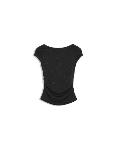 버쉬카 보트넥 매듭 백 반팔 티셔츠 2828/662 BLACK