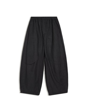 버쉬카 스트라이프 코튼 배럴 팬츠 2625/710 BLACK
