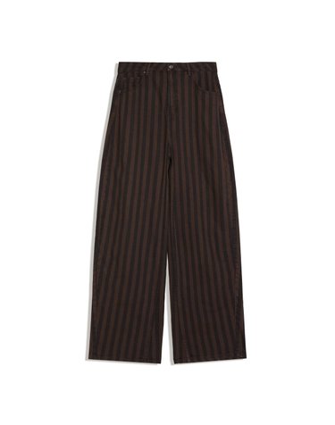 버쉬카 스트라이프 배럴 와이드 팬츠 2927/335 BROWN