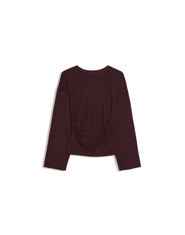 버쉬카 셔링 라운드넥 긴팔 티셔츠 3316/152 BURGUNDY