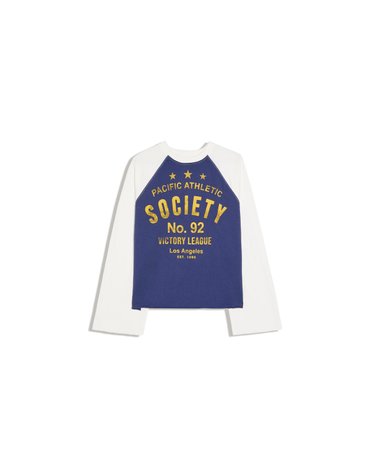 버쉬카 프린트 배색 래글런 긴팔 티셔츠 3416/187 NAVY