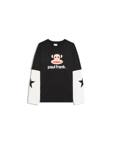 버쉬카 폴 프랭크 프린트 더블 소매 티셔츠 3701/309 BLACK