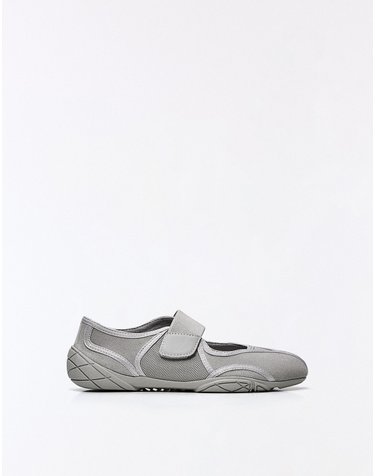 버쉬카 스포티 벨크로 스트랩 발레리나 플랫 1546/864 GREY