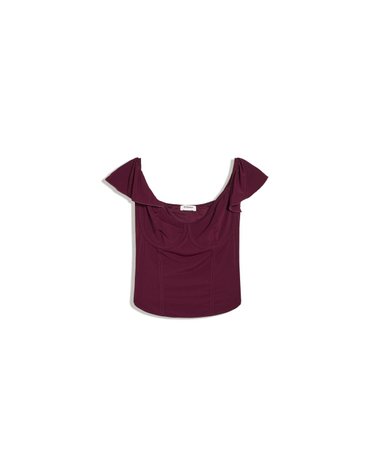 버쉬카 코르셋 러플 크롭 탑 3326/360 BURGUNDY