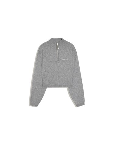 버쉬카 크롭 하프집업 니트 스웨터 2930/693 GREY