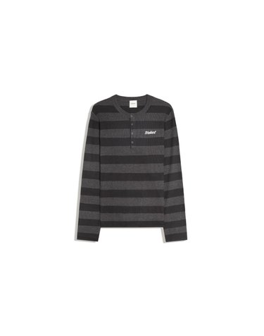 버쉬카 와플 니트 스트라이프 헨리넥 스웨터 2699/376 DARK GREY