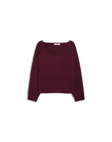 버쉬카 오버핏 브이넥 소프트 니트 스웨터 2553/693 BURGUNDY