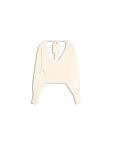 버쉬카 브이넥 타이 크롭 니트 스웨터 2851/097 CREAM