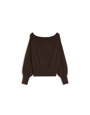 버쉬카 비대칭넥 크롭 니트 스웨터 3059/693 BROWN
