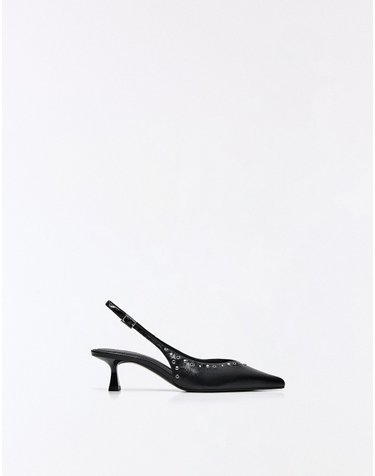 버쉬카 스터드 슬링백 키튼힐 슈즈 1314/864 BLACK