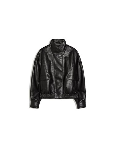 버쉬카 오버사이즈 가죽 효과 자켓 2528/273 BLACK
