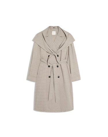 버쉬카 체크 스카프 롱 트렌치 코트 2529/707 DARK GREY