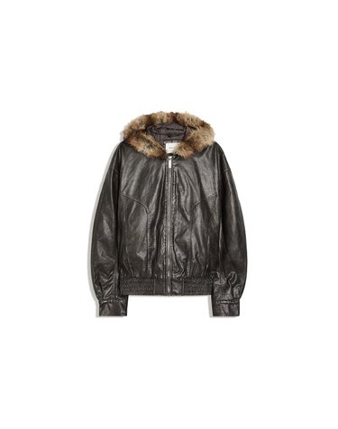 버쉬카 퍼 후드 레더 이펙트 자켓 2308/046 BROWN