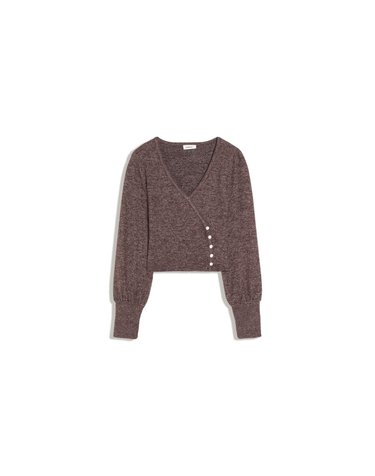 버쉬카 브이넥 버튼 크롭 가디건 3975/169 BROWN