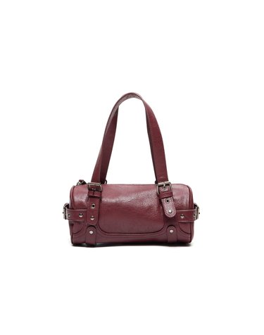 버쉬카 스터드 버클 배럴 숄더백 3527/204 BURGUNDY