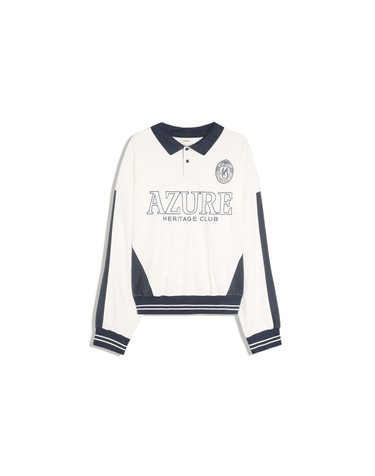버쉬카 프린트 크롭 긴팔 폴로셔츠 3395/120 NAVY