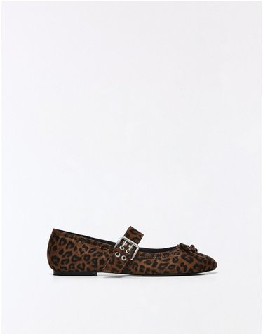 버쉬카 레오파드 버클 발레리나 플랫 1638/864 ANIMAL PRINT