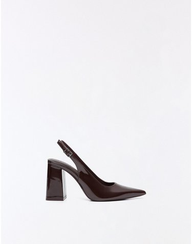 버쉬카 포인티 슬링백 블록힐 슈즈 1338/864 BROWN
