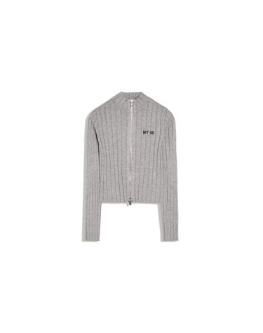 버쉬카 크롭 집업 골지 가디건 2918/693 GREY
