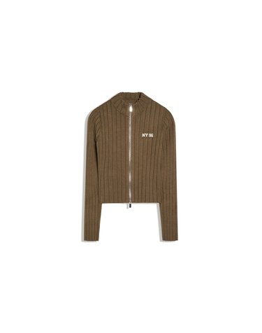 버쉬카 크롭 집업 골지 가디건 2918/693 KHAKI