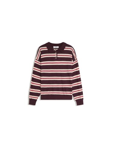 버쉬카 스트라이프 폴로 니트 스웨터 3353/376 BURGUNDY