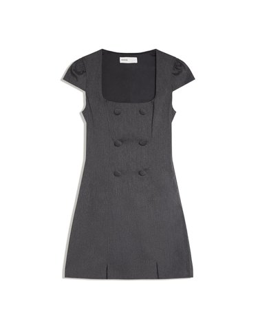 버쉬카 더블 버튼 반팔 미니 원피스 3487/008 GREY