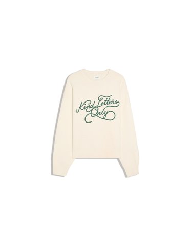 버쉬카 자수 레터링 라운드넥 스웨터 3215/376 OFF WHITE