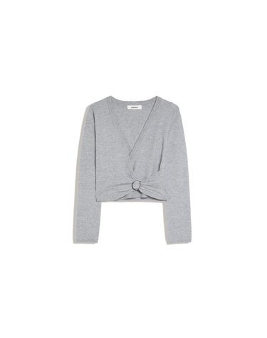 버쉬카 브이넥 버클 크롭 니트 스웨터 3349/376 GREY