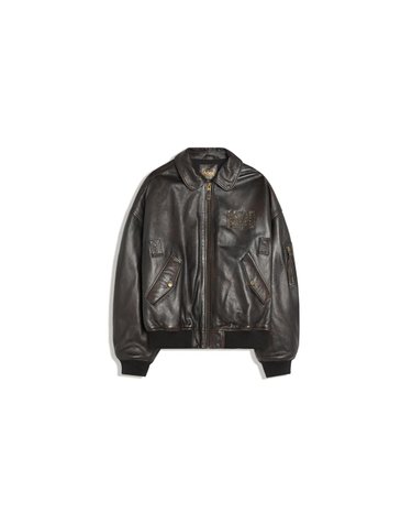 버쉬카 오버사이즈 레더 봄버 자켓 2895/726 BROWN